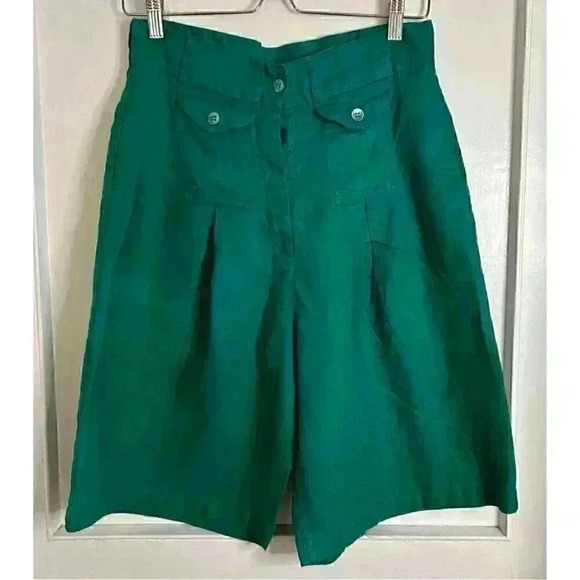 Adrienne Vittadini Pants - Adrienne Vittadini Linen Shorts in Dark Green Size 10